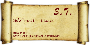Sárosi Titusz névjegykártya